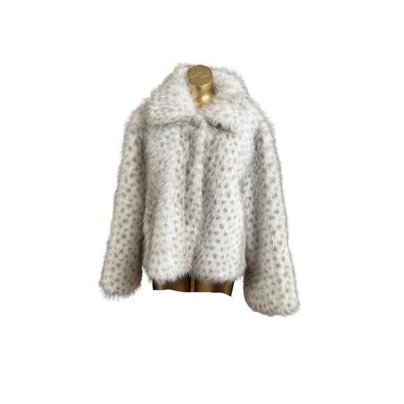NWT Women’s Rebecca Minkoff Cropped Vegan Fur Jacket Coat - Glam- Old Money- XL - Picture 2 of 7